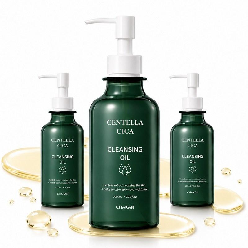 Gentle Facial Peeling Scrub Exfoliating Sebum Softener Blackhead Removal Centella Cica Deep Cleansing Oil, 200ml, 3 pcs