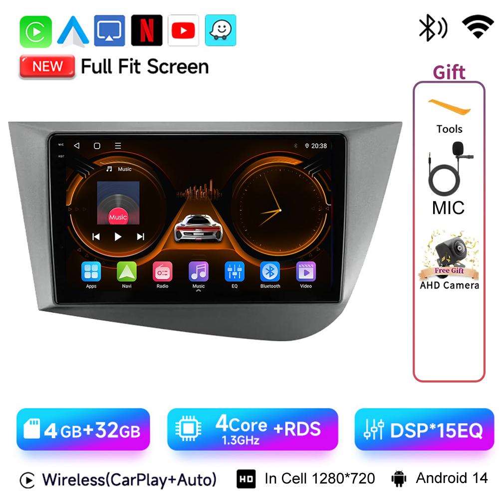 JIUYIN 9" Android 15 Car Radio For Seat Leon 2 MK2 2005-2012 Wireless Carplay Auto Android Multimedia Player Stereo GPS HeadUnit F6