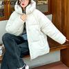 BITCED Plus Size Thickened Cotton Coat Women's Fall/Winter A-Line Loose Fit Puffer Jacket Warm Cotton-Lined Hooded Outerwear