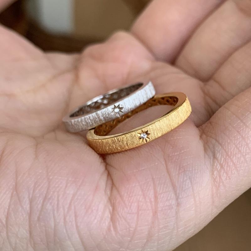 Vintage Antique Brushed Octagram Ring, High Value Design, Niche Real Gold Electroplated Index Finger Ring