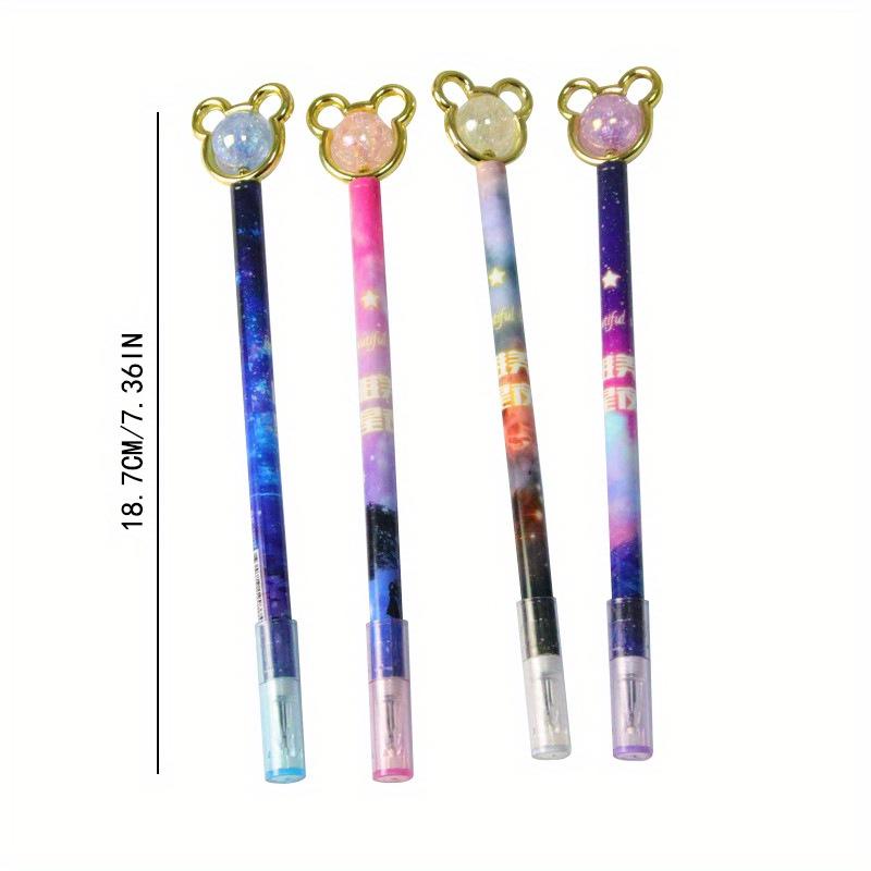 Возвращение в школу, 10 шт. 0,5 мм креативная гелевая ручка с кристаллом в виде медведя, красивая ручка с колпачком в виде звездной ночи, симпатичная канцелярская ручка на водной основе