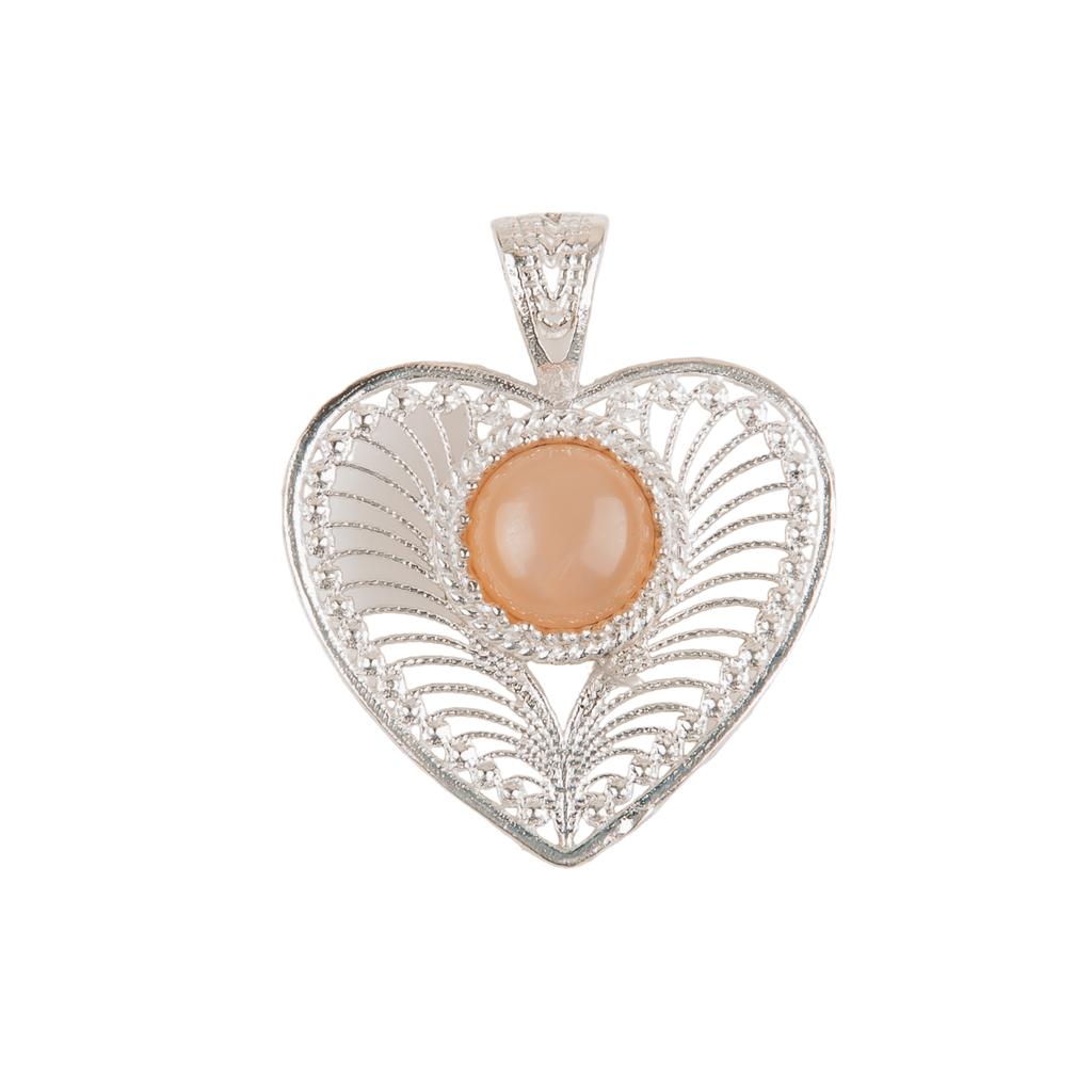 Peach Moonstone Gemstone 925 Sterling Silver Jewelry Handmade Pendant 1.4" Gift CP-15-30
