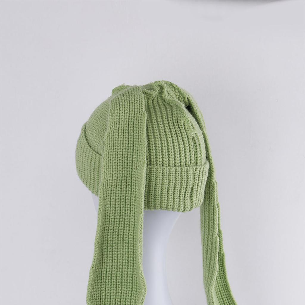 Crochet Knitted Hat Skullies Beanie Long Ear Hat Cute Bunny Hat Rabbit Ears Hat Women Autumn Winter Warm Funny Hat