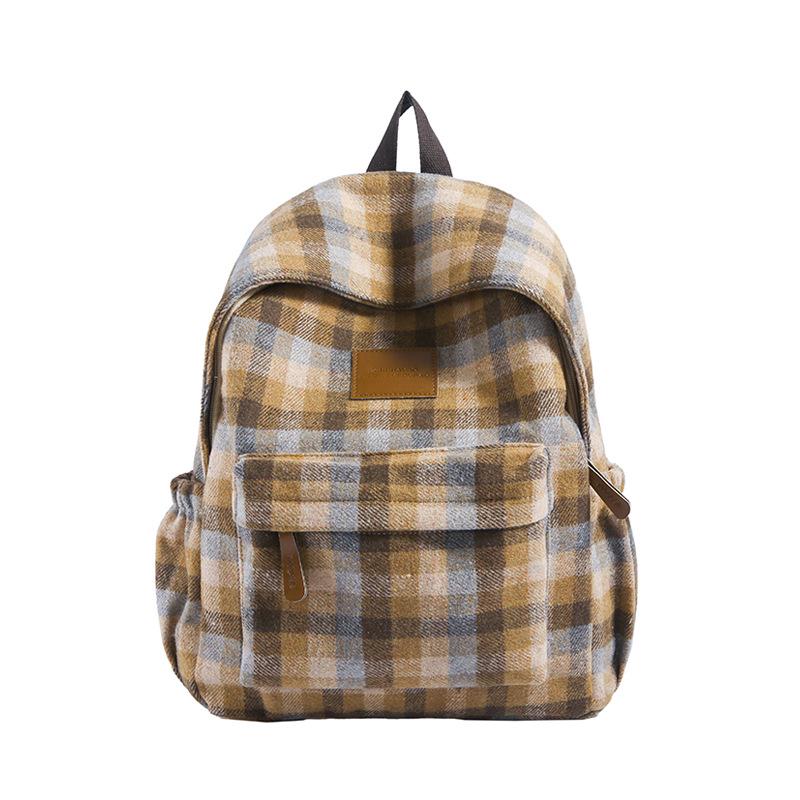 Очаровательный рюкзак в клетку твид с таксой для девочек - от учениц средней школы до студенток колледжа (Коллекция Осень/Зима 2025)