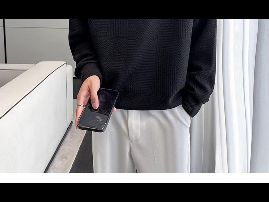 Men's 2023 Autumn/Winter Waffle Lapel Sweatshirt - Trendy, Versatile, Long-Sleeved Top