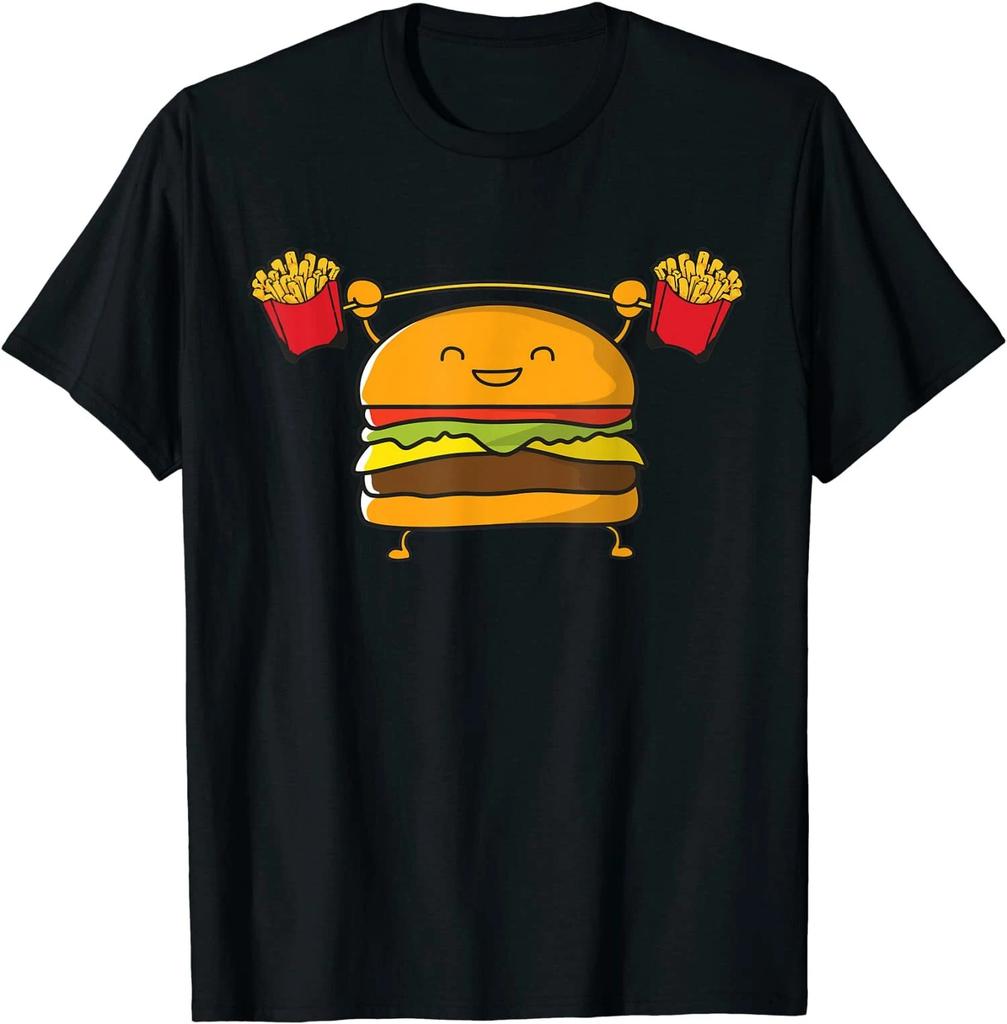 Men's and Women's T-shirts NEW LIMITED Burger Lifting Funny Food Weight Preimum Gift Tee T-Shirt Size S-3XL