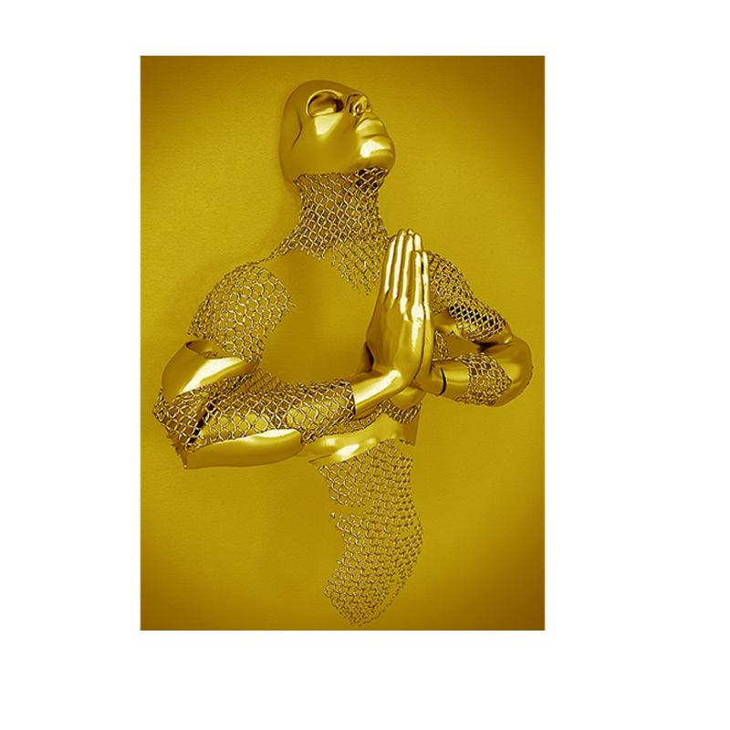 Абстрактная металлическая фигура, статуя, 3D-просмотр, художественные постеры и принты, современные любители, скульптура, холст, картины, настенные художественные украшения,