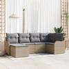6-piece Garden Sofa Set with Beige Poly Rattan Cushions, 2-seater Garden Sofa with Storage and Cushions 3354439