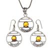 Citrine Set Jewelry Women Pendant Earring Gemstone Earrings Gems Green