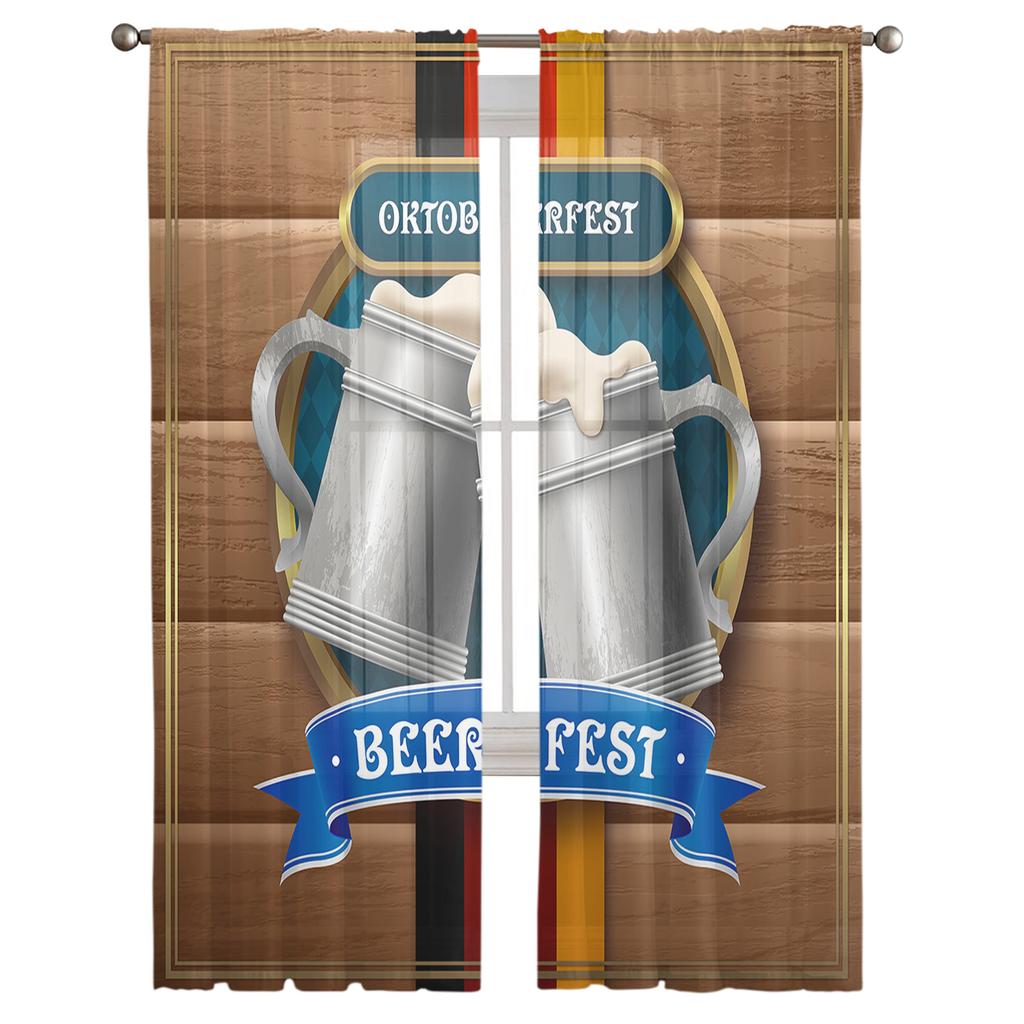 Октоберфест Древесина Пивные Прозрачные Шторы Для Гостиной Спальни Домашний Декор Кухни Тюль Для Окна Вуаль Шторы