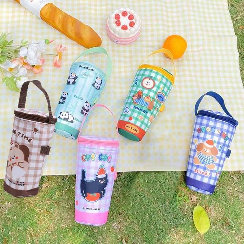 Portable Milk Tea Tote Bag With Heat Preservation Insulated Cup Cover Colorful Eco Friendly Handbag For Carrying Beverage And Drink Accessories