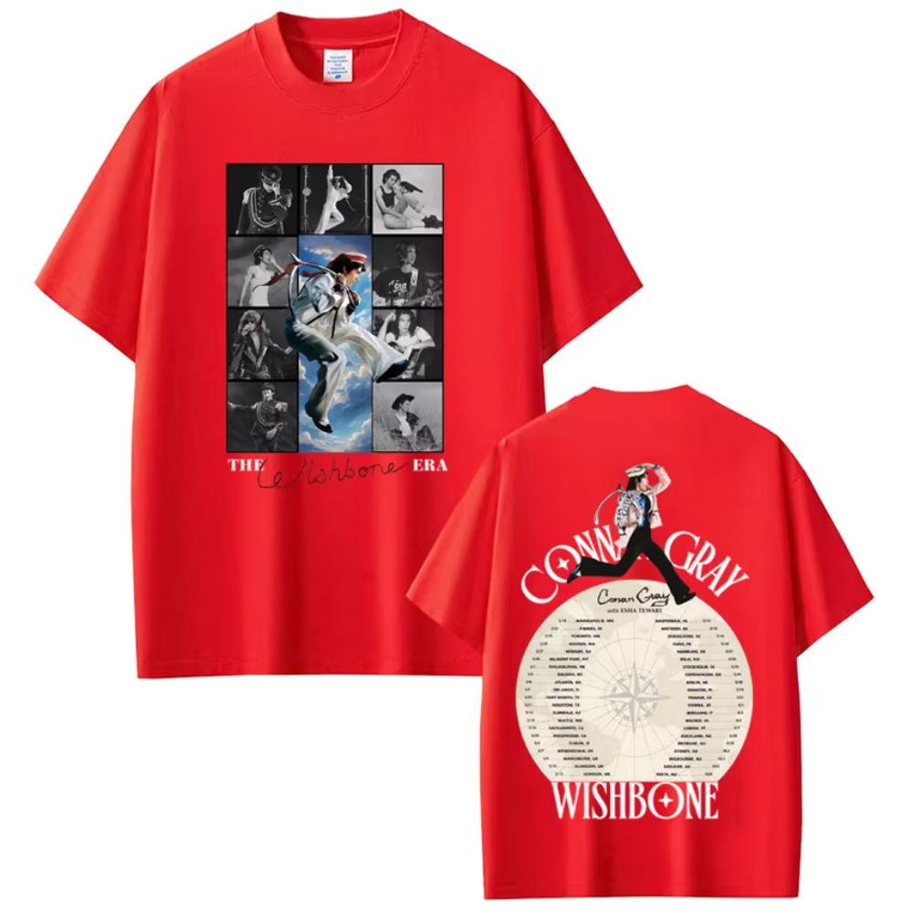 Конан Грей Wishbone World Tour Печатные футболки Летние Мужские Женские Винтажные футболки Летние Хлопковые Повседневные футболки Топы