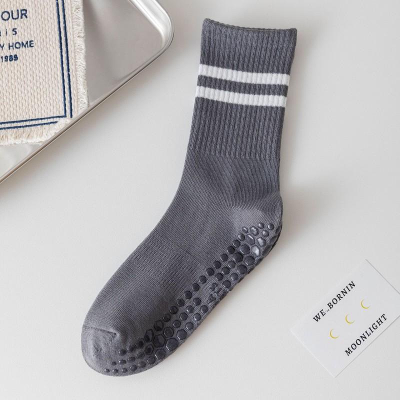 Womens Non-Slip Yoga Socks With Grip Dots Cotton-Polyester Blend Mid-Calf Length Seamless Knit Pilates Fitness