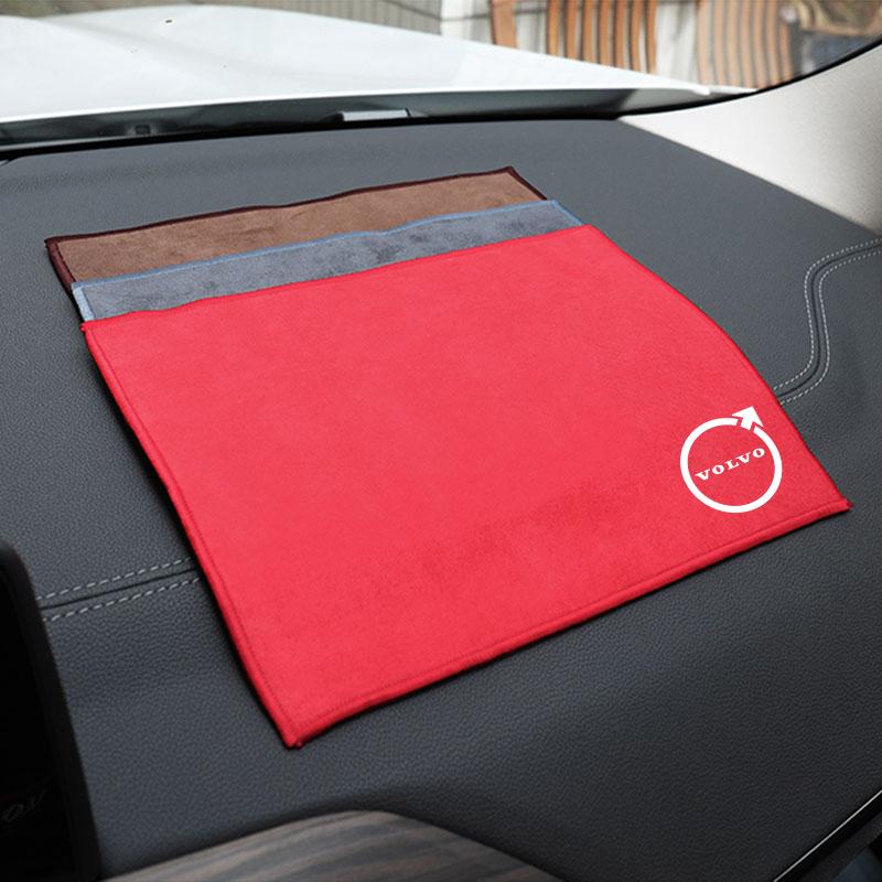 dzvfc9 For Volvo V60 V40 S90 olestar AWD XC40 S80 T6 V9 XC90 XC60 V50 S60 V70 Suede Fleece Microfiber Towel Car Logo Cleaning Rag Cloth