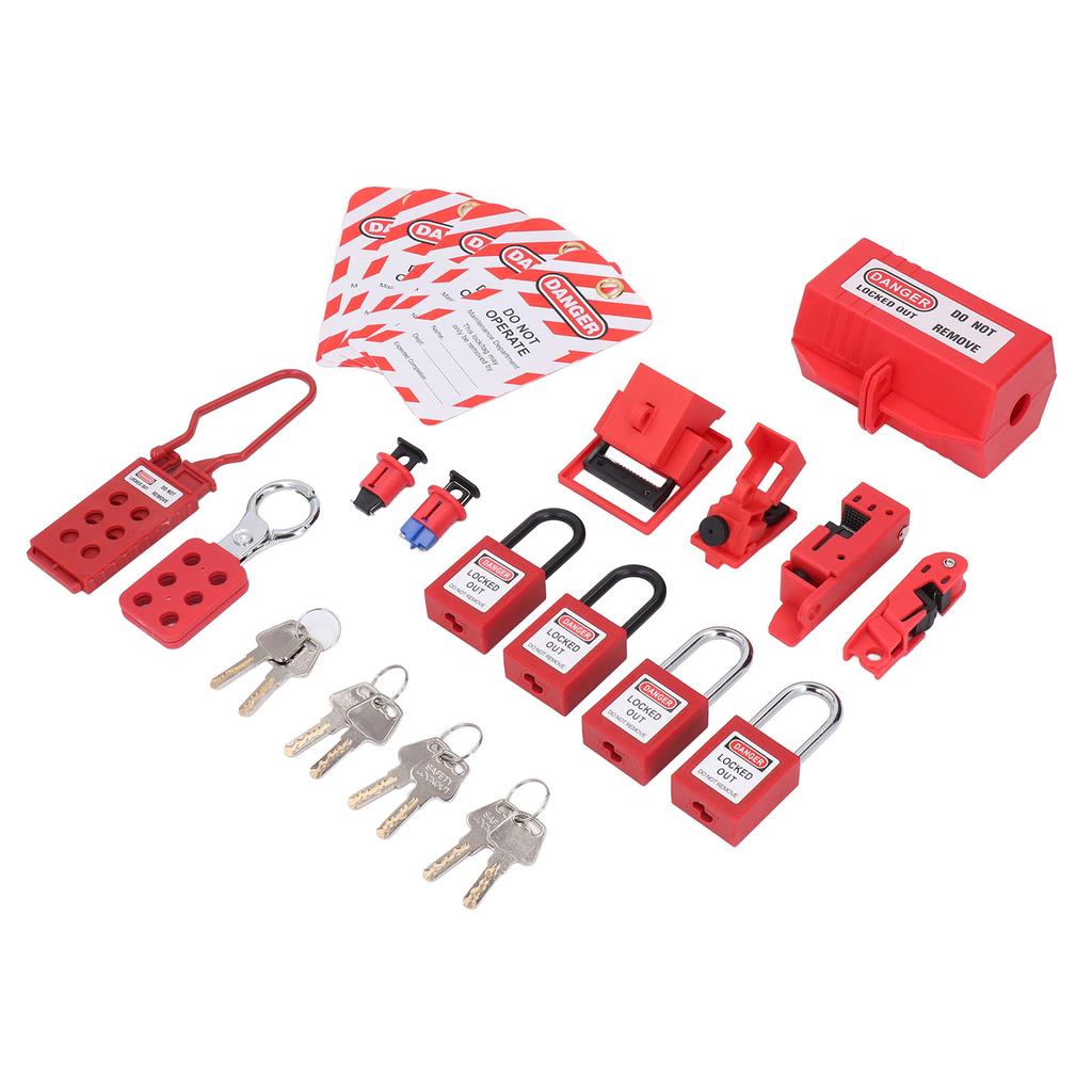 Electrical Lockout Tagout Kit Hasps Plug Lockout Loto Safety Locks Hanging Tags Keys and Storage Bag
