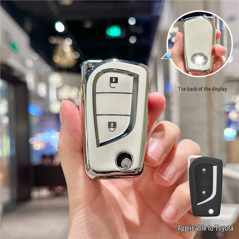 Silver Edge Key Case for Toyota Models: Corolla, RAV4, Camry, Vios, Highlander