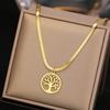 Stainless Steel Necklaces Snake Herringbone Blade Chain Trend Gothic Vintage Fortune Tree Pendants Necklace For Women