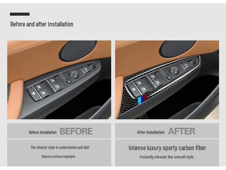 14-17 BMW X3/X4 F25/F26 Наклейка накладка на переключатель стеклоподъемника из углеродного волокна