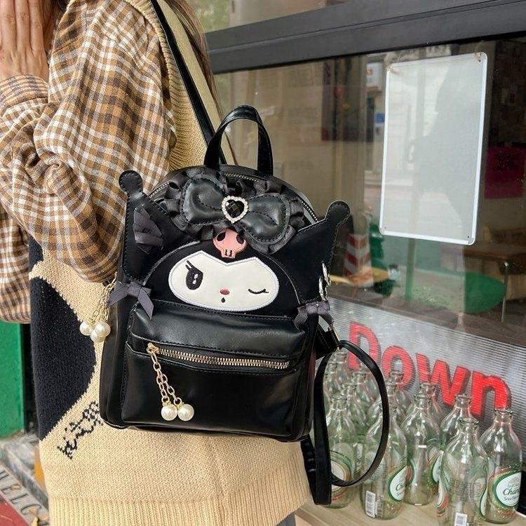 Sanrio Kuromi And My Melody Cartoon Pu Leather Backpack With Large Capacity For School And Daily Use