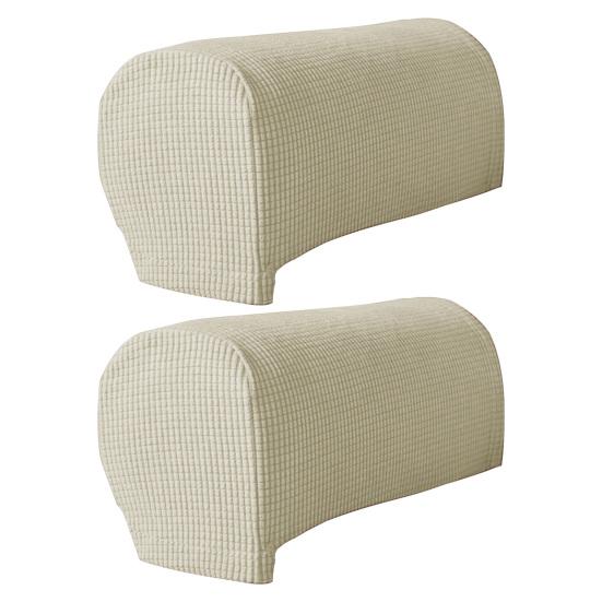 2 Pcs Sofa Arm Cover Elastic Thickened Dirt-resistant Solid Color Soft Fabric Anti-Slip