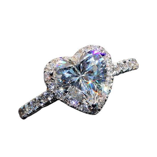 Женское кольцо в форме сердца со стразами, ювелирное изделие, гальваника, внешний вид, кольцо на палец