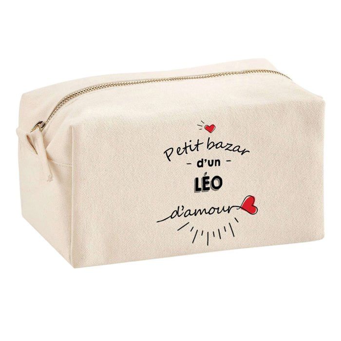 Trousse multifonction Bazar d'un Léo d'amour Cadeau Anniversaire Noël Idée Personnalisé | Trousse Scolaire Fournitures Bureau