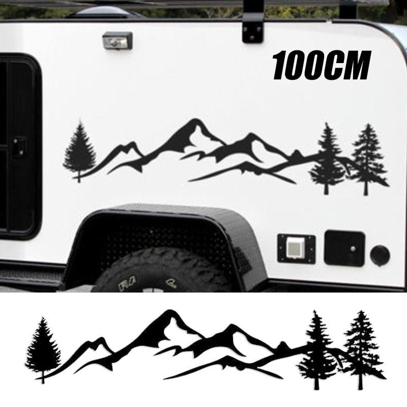 SUV RV Camper Offroad 100cm Tree Mountain Car Decor PET Reflective Forest Car Sticker Decal Mayitr