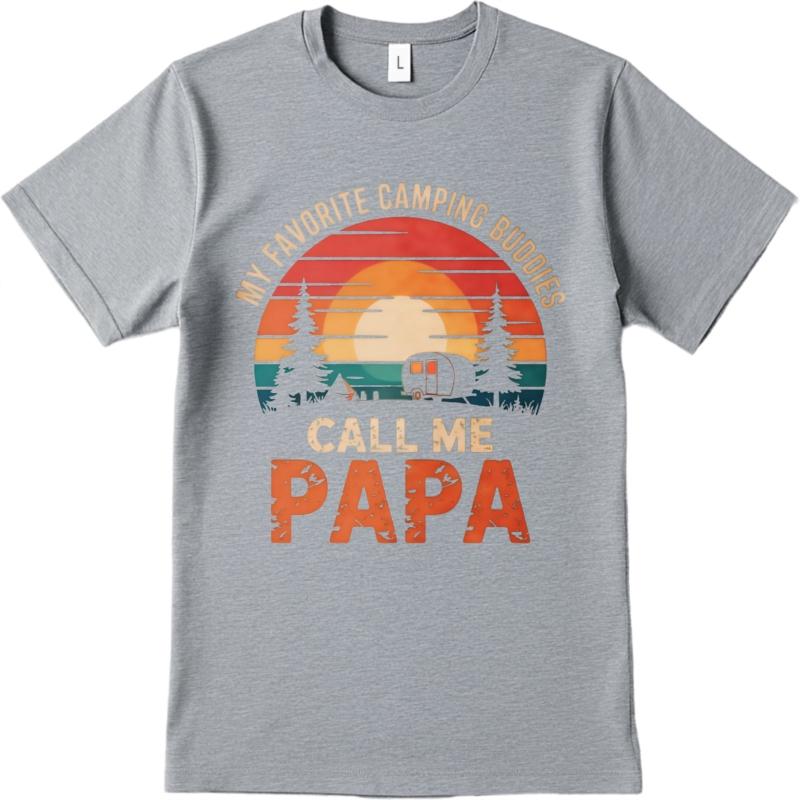 Plus Size Tshirt Soft For him Crew Neck tshirt Black My Favorite Camping Buddies Call Me Papa Everyday Unisex Tee shirt