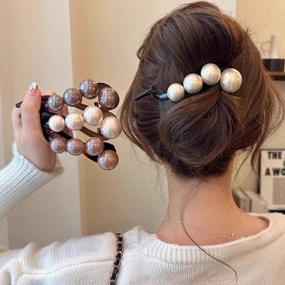 Новая заколка для волос Twist, пластиковая акриловая заколка с бусинами, имитация жемчуга, заколка для волос, витой дизайн, женские аксессуары для волос