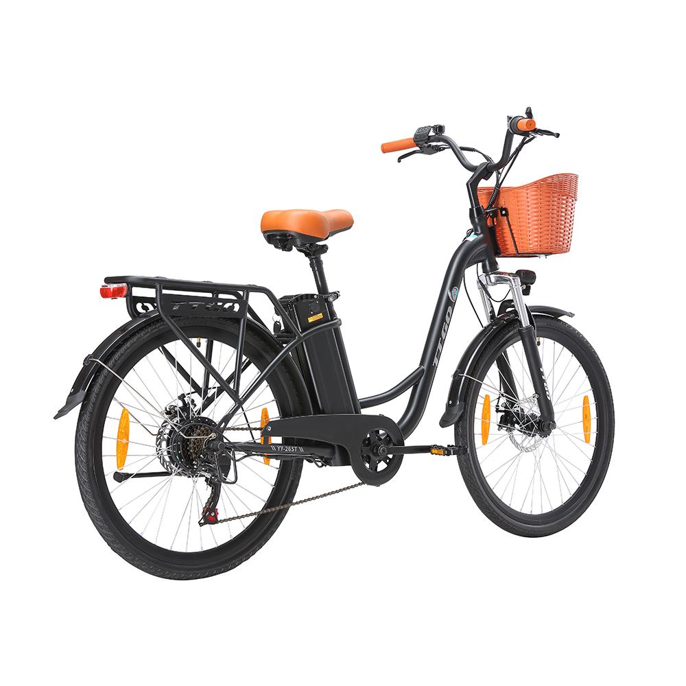 Электровелосипед TTGO YY-26ST 250 Вт 26" городской электровелосипед для поездок на работу с корзиной и аккумулятором 36 В 14,5 Ач
