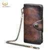 Male Quality Leather Designer Organizer Business Card Holder Checkbook Long Chain Simple Men's Wallet Purse