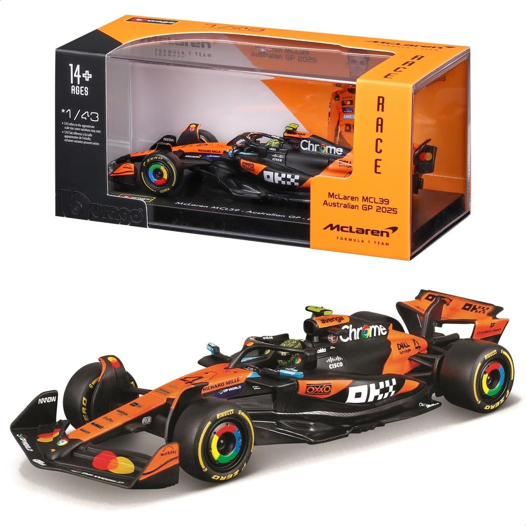Bburago 2025 Модель 1/43 Серия Signature F1 Команда McLaren MCL39 #4 Ландо Норрис Гран-при Австралии / Гоночный Спортивный Автомобиль Миниатюра Металлическая Модель Автомобиля Готовый Продукт