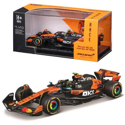 Bburago Модель 2025 года Серия Signature F1 Команда McLaren MCL39 Ландо Норрис Гран-при Австралии Гоночный Спортивный Автомобиль Миниатюра Литая Модель Готовый Продукт 1/43 #4 /