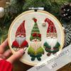 Christmas Embroidery Kit for Beginners And Adults Gnome Xmas Tree House Cross Stitch Kit with Embroidery Hoop Needles And Thread