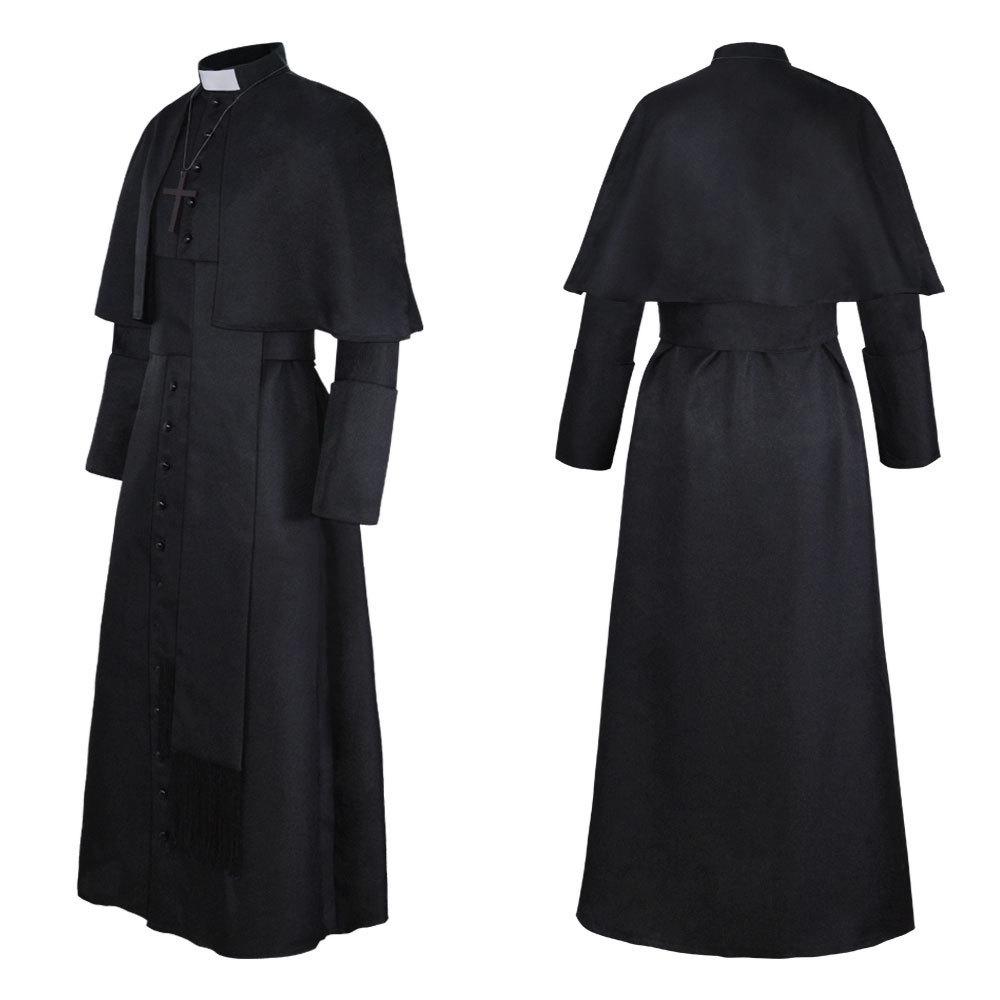 Medieval Solid Color Priest Robe cos Father's costume cosplay Halloween Costumes
