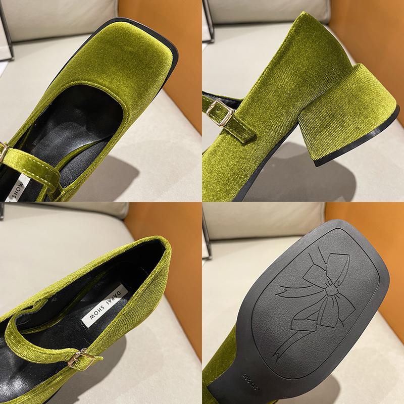 Новая роскошная женская обувь, замшевые брендовые массивные туфли-лодочки, весеннее платье, вечерние модные вечерние модные женские сандалии в стиле Мари Джейн в стиле Лолиты с квадратным носком, Mujer