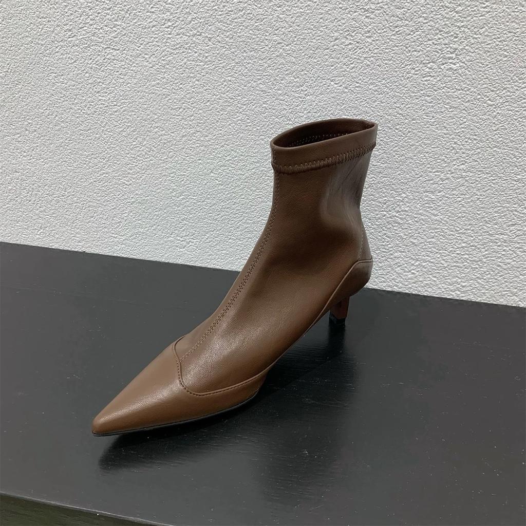 Fashion Pointed Toe Ankle Women Chelsea Boots Sexy Mid Heels Shoes Winter Fashion New Brand 2024 Designer Dress Walking Mujer Zapatos