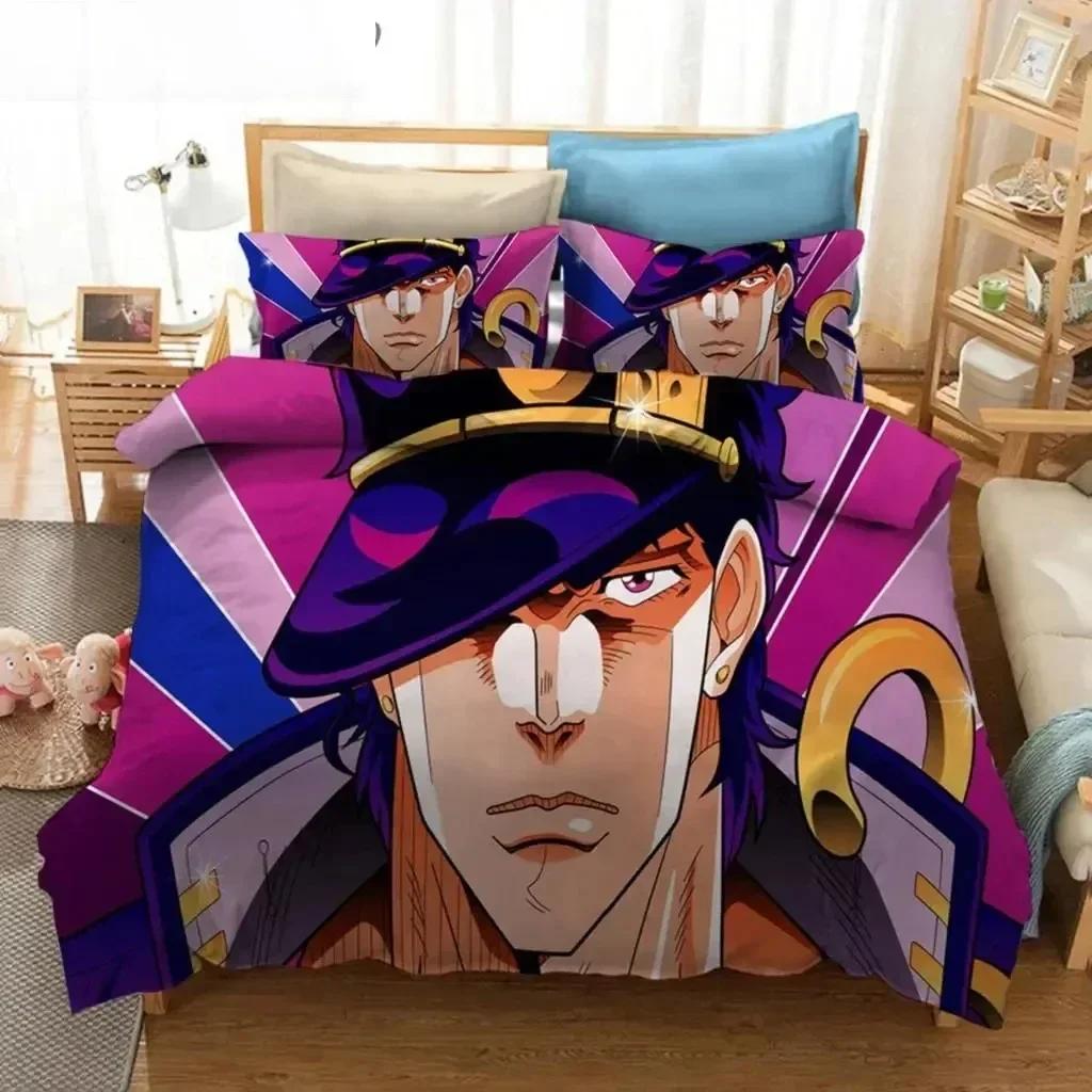 3D Аниме JoJo Bizarre Adventure Джотаро Куджо Комплект постельного белья с принтом, наволочка, пододеяльник, мягкое, размер Квин, Кинг, постельное белье для дома