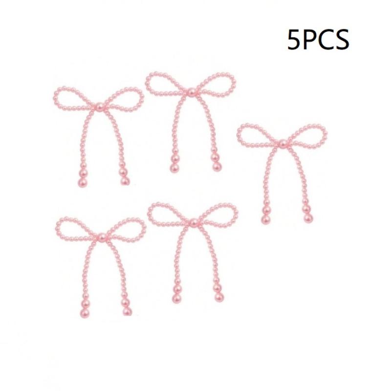 5/10Pcs Pearl Bow Cake Decoration, Suitable For Single Party, Birthday, Baptism, Wedding, Princess Themed Party Decoration