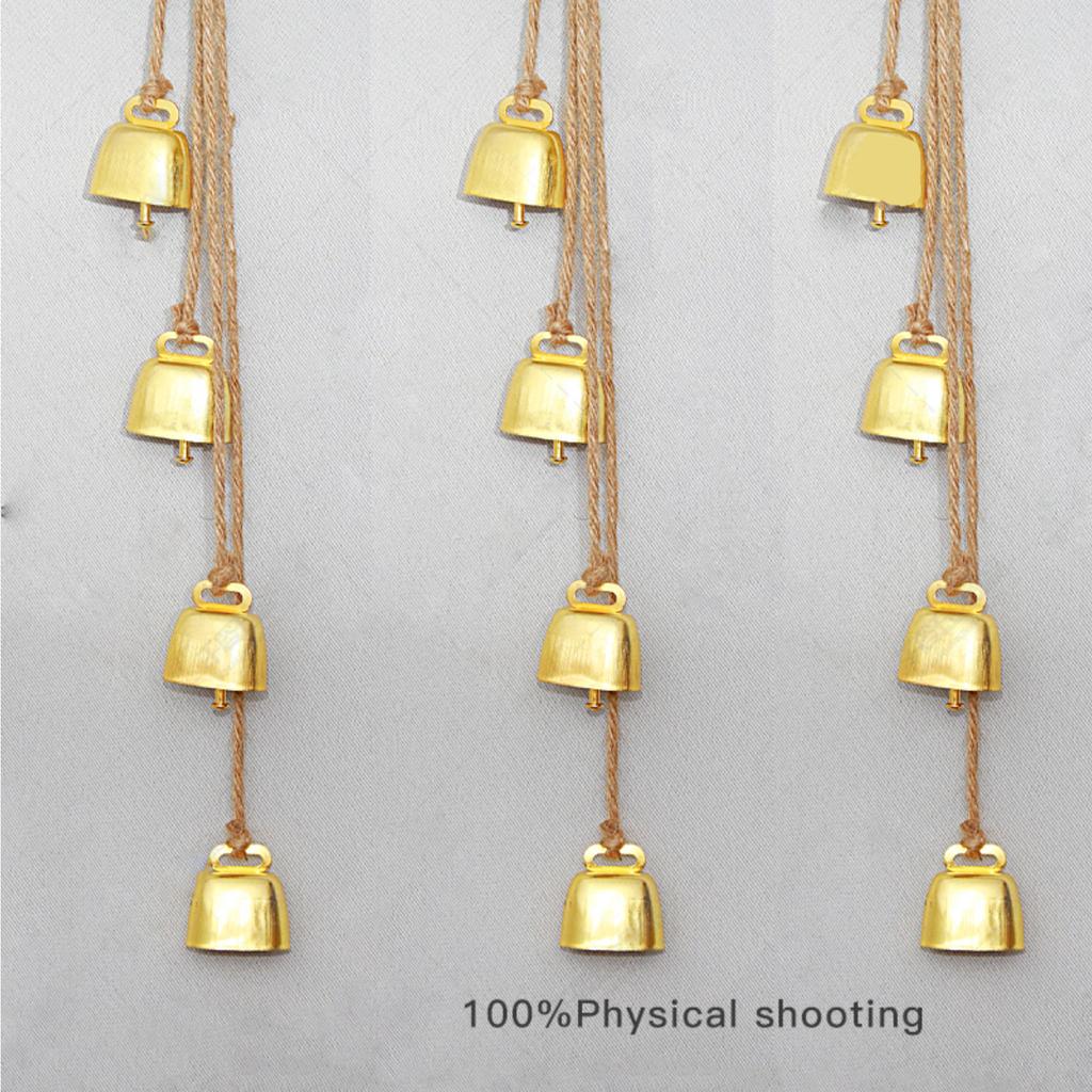 Retro Hemp Rope Bell Metal Wind Chime Pendant, Christmas Hemp Rope Ox Bell Diy Home Wall-mounted Iron Bell