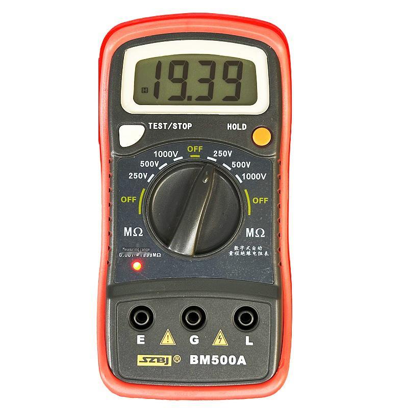 BM500A Digital Insulation Resistance Tester, 500V/1000V Portable Electronic Megohmmeter, English Version