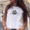 Women T-shirts Love Trend Style Dog Paw Cartoon Animal Pet 90s Summer Graphic Print Female Stylish T Top Shirt Girl Tee T-Shirt