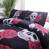 Роскошный комплект постельного белья-одеяла, подарки на Хэллоуин, комплект покрывала для кровати, 100% ткань из микрофибры, принт "роза-череп", реактивная печать, размер California King