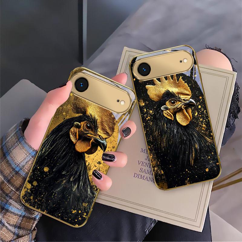 Смелый Золотой Петух Для IPhone 17Pro Max 16 17 Pro 15 Pro 14 13 Plus 12 Mini 11Pro Max XR 16E 17 Air Золотой стеклянный чехол для телефона