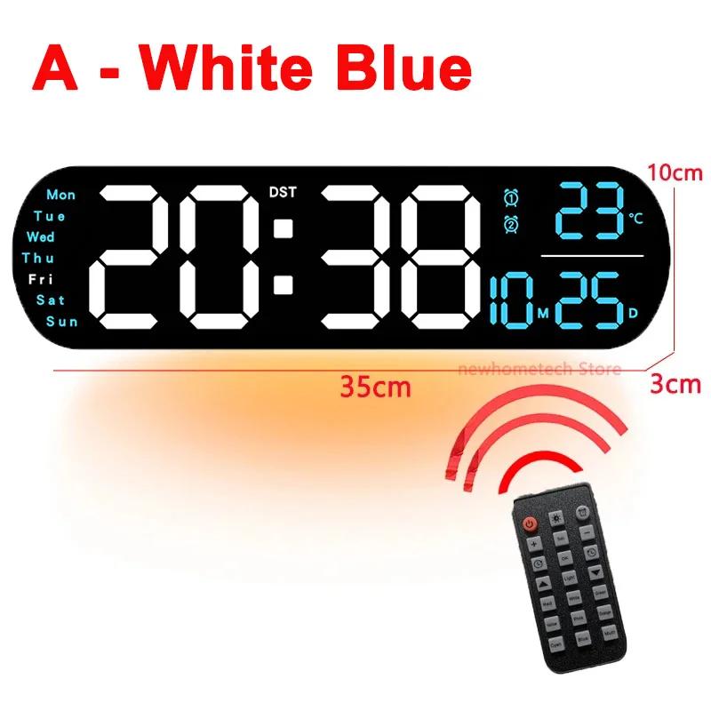 Digital Wall Clock Large LED Screen Temperature Humidity Display Electronic Alarm Clock Creative Home Decoration Remote Control