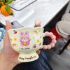 Милая мультяшная керамическая кружка для пары в виде щенка и кролика, с высоким дизайном, чашка для воды, подарок для девочек на день рождения