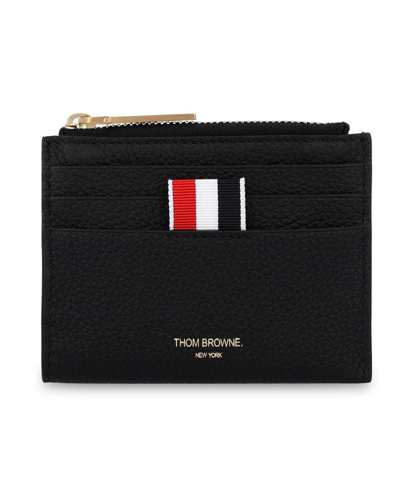 Thom Browne Soft Pebble Grain Leather Zip-Up Card Holder - Black / Uaw099Al0105001