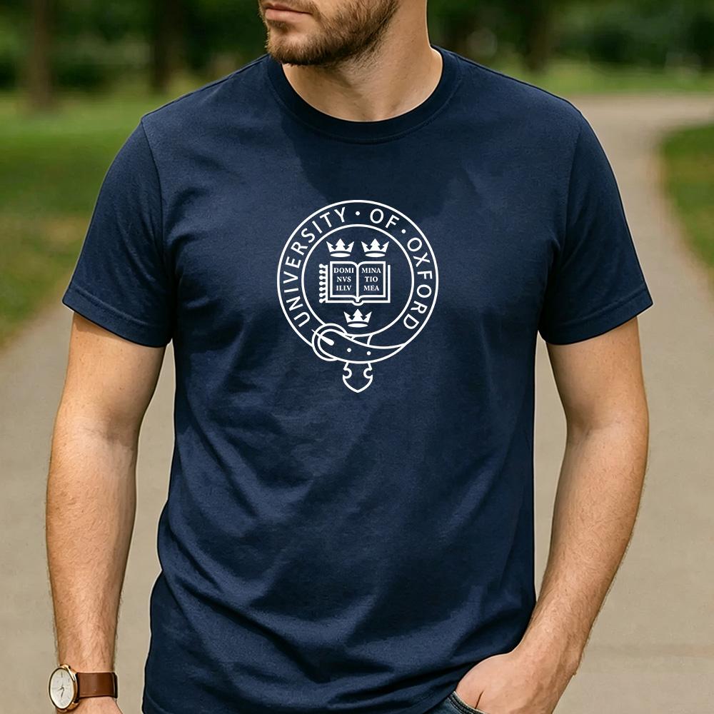 Vintage University of Oxford Circular Crest Aesthetic Graphic T Shirt Unisex Crew Neck Short Sleeve Alumni Gift Top