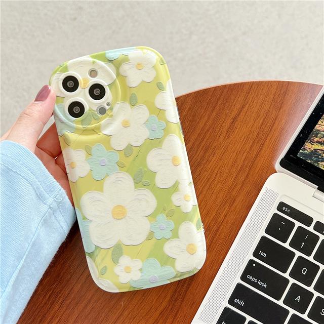 Корейский Ins тюльпан цветы искусство абстрактный масляный чехол для телефона для Iphone 13 12 11 Pro Max X Xr Xs Max мягкий противоударный чехол с граффити