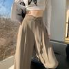 New Chinese Style Black Suit Wide-leg Pants for Women In Spring and Summer New High-waisted Hip-covering Drooping Casual Pants
